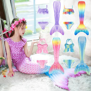 Kids Baby CosGirls The Little Mermaid Cosplay Dress For Kids Baby Bikini 3Pcs Sets Ariel Mermaid Dress Summer Beach Fishtail Dress