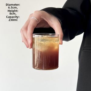 High Borosilicate Glass Milk Cup Thin Straight Tube Simple Heat Resistant round Coffee Latte Milk Glass Cup Nordic Style Clear Transparent Single Layer Universal