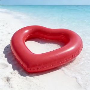 104 103CM Inflatable Heart Shaped Pool Float Oversized Love Heart Swim Ring with Thick PVC for Adults Couples Heavy Duty Donut