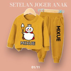 Setelan anak laki-laki perempuan model ice cream mixue usia 1-5 tahun