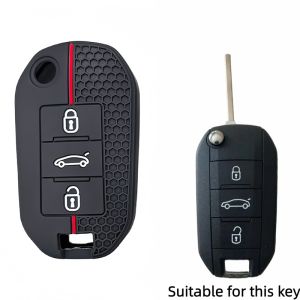 3 Button Silicone Car Key Chain Ring Shell Cover Case Holder For Peugeot 208 301 308 508 5008 3008 Citroen C5 C4 2010 2021 2023