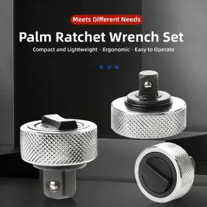 3 Pcs Palm Ratchet Socket Wrench Whole Steel 1/4“ 3/8” 1/2” Drive Mini Ratchet Socket Finger Reversible Ratchet Handle