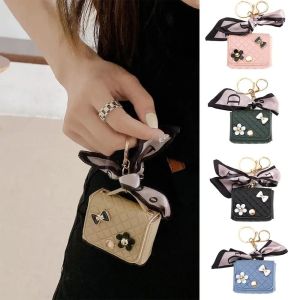 Fashion Leather Earphone Storage Bag Mini Creative Keychain Solid Color Pendant Earphone Case Bluetooth Headset Cover