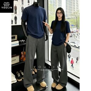 YOULIN | Men Slim Fit Drapery High-End Cleanfit Pants