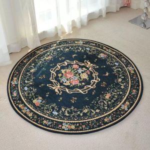 VIKAMA Vintage European Floral Semi Circular Carpet Entryway Non Slip Wear Resistant Decorative Carpet Home Decoration