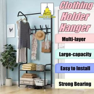 𝗦𝗜𝗠𝗣𝗟𝗘 H STYLE COAT RACK Multifunctional Metal Folding Rack / Penyangkut Lantai Rak Pakaian L Bentuk Rak Baju Rumah