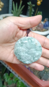 Mặt dây cẩm thạch phong thủy Sơn thủy bài _ Chạm khắc thủ công _ Đá Cẩm thạch tự nhiên Ngọc Duyên