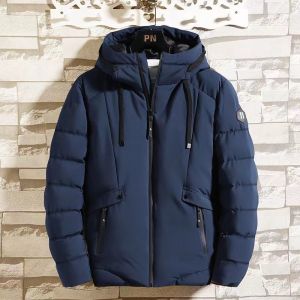 Mens Winter Thick Cotton Jacket Hooded Tooling Down Jackets Casual Men Coat