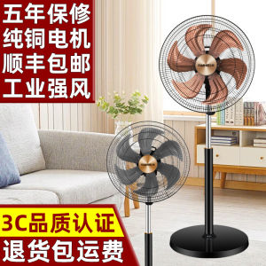 Pure Copper Motor Floor Standing Electric Fan 14 Inch Six Aluminum Blades Five Gear Living Room Office Remote Control Home Industrial
