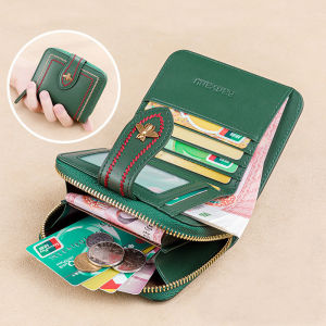 Banyanu แฟชั่นผู้หญิงหนังวัวเหรียญกระเป๋าสตางค์เดิม RFID ปิดกั้นกระเป๋าสั้นสำหรับสาวสีดำสีแดงสี