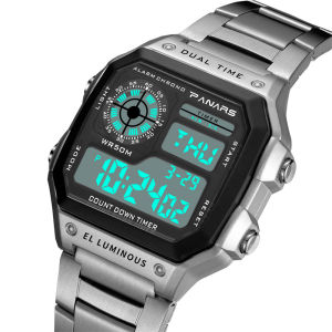 SYNOKE Men Watch Waterproof Metal Strap Digital Watch Electronic Clock Shockproof Sports Watches