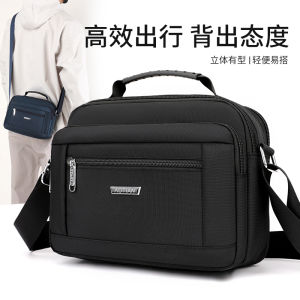 Mens Fashion Black Oxford Cloth Single Shoulder Bag Commuter Versatile Small Crossbody Bag Simple Diagonal Bag for Casual Use