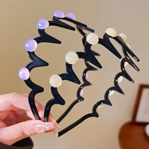 New Pearl Wave Hairband Womens Anti-slip Toothcomb Comfortable Texture Hair Accessories Face Washing Not Catching Hair