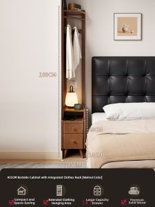 DONGMU | Solid Wood Small Nightstand Narrow Closet Organizer for Bedroom Corner