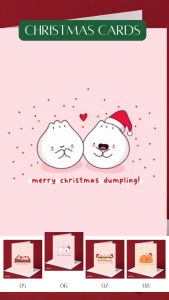 Cute Christmas Card - Merry Christmas Dumpling! | Kawaii Dumplings Pink | A6