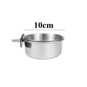 Small Pet Stainless Steel Bowl Parrot Food Bowl Water Bowl Food Cup Water Cup Food Trough Bird Food Cup Fixed Hanging Bowl