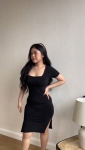 KIM l Dress Bodycon Wanita l Jersey Premium l Dress Leher Kotak
