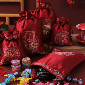 30Pcs Wedding Candy Bag Portable Drawstring Bag Snack Chocolate Handheld Gift Bag Engagement Partner Gift for Festivals Event Party Wedding Decoration