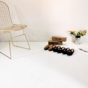 [JY]  Korean Leather Square Toe Flat Half Shoes Mules women sandals.