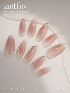 LANTINGFANG | Handmade Mid-Length Gold Cat Eye Nails For Spring And Summer