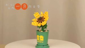 Block flower succulent plant pot Mainan Blok Bangunan brick