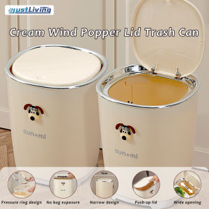 JustLiving ถังขยะถังขยะแคบแบบกดถังขยะ 1 ชิ้น พร้อม ฝาปิด สไตล์นอร์ดิก สำหรับห้องครัวห้องนั่งเล่น บ้าน