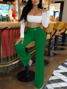 Quần Ống Rộng Màu Trơn Cho Nữ Quần Ống Rộng Cạp Cao Phong Cách Đường Phố Quần Dài Thường Ngày Có Túi