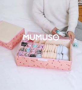 กล่องชุดชั้นใน ช่องใส่ชุดชั้นใน กล่องจัดระเบียบชุดชั้นใน แบบพกพา สามารถพับเก็บได้ 3 สี