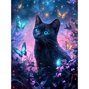 Jigsaw Puzzle Vibrant Calming Beautiful Cat Butterfly Animal Flower Art For Adults Great Weekend Relaxation And Family Fun Gift