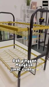 KENZZO Kikuyu Stainless Steel Dish Rack Rak Dapur Kitchen Dish Drainer Storage Rack with Accessories