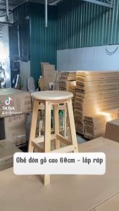 Ghế đôn gỗ mặt tròn cao 60 cm chắc chắn tiện dụng Ori House