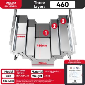 DELIXI | Stainless Steel Large Three-layer Foldable Toolbox Industrial Grade