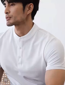 ManWardrobe.c Mannered by Premium Chinese Collar Polo Shirts for Men Plain Short Sleeve Cotton Fabric