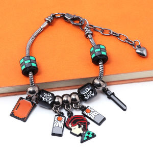 Japanese Anime Demon Slayer Kimetsu No Yaiba DIY Charm Bracelet Kamado Nezuko Men Women Pendant Cosplay Props Bracelet Jewelry