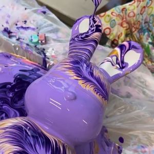 bside.ph Fluid rabbit piggy bank DIY Ornaments Graffiti handicraft Childrens piggy bank White embryo Easter alkansya