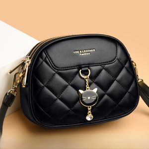 Fashionable Soft Leather Womens Bag 2025 New Style Multi-Layer round Crossbody Bag Single Shoulder Handbag Versatile High-End Feeling