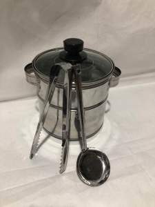 Dandang Bakso stainles Super Mini 16cm Tutup Kaca Centong Cupit murah cuci Gudang