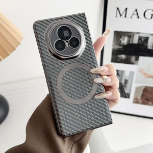 Ultra-Thin Carbon Fiber Pattern Wireless Charging Compatible Magsafe Phone Case for Honor MagicV3 Foldable Screen Full Protection Anti-Fall Electroplated Simple Design