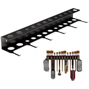 Wall-mounted brush storage rack and garage tool hanger car beauty tool finishing rack to store 12 brushes