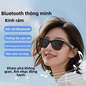 Kính Thông Minh Dành Cho Nam Nữ Không Dây Bluetooth Gọi Tai Nghe Thể Thao Ngoài Trời HIFI Ánh Sáng Xanh Chống Nước Chống Tia UV Kính Mát