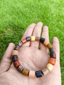 GELANG KOMBINASI KAYU BERTUAH NUSANTARA MOTIF TABUNG SIZE-8MM