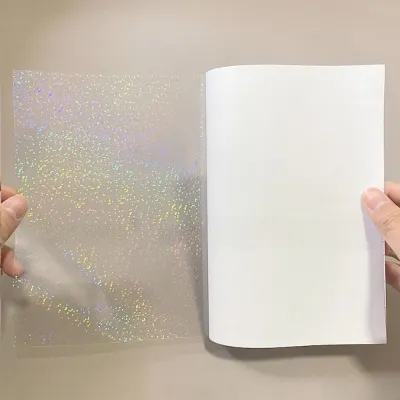 5Pcs Self Adhesive Holographic Sticker Paper A4 Clear Laminating Sheets Transparent Waterproof Cold Lamination Film Card Photo