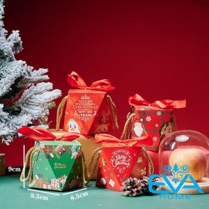 Combo 5 Hộp Đựng Quà Giáng Sinh Hình Diamond / Hộp Giấy Đựng Quà Noel Hình Kim Cương Nhiều Hoạ Tiết