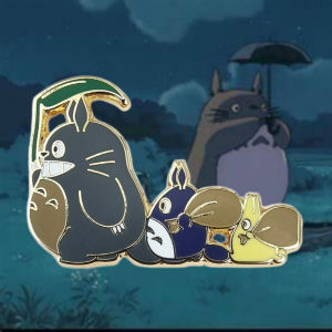 Cheer Miyazaki around Totoro Brooch Japanese Cartoons Animation Pin Original Design Gift Golden M Badge