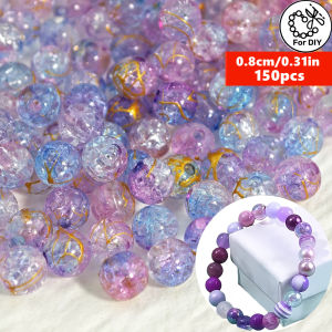 150 Chiếc 8mm Nứt Vòng Hạt Bộ Hồng Tím Xanh Dương 3 Màu Acrylic Cho DIY Trang Sức Làm Dây Chuyền Bông Tai Handmade Đồ Trang Trí
