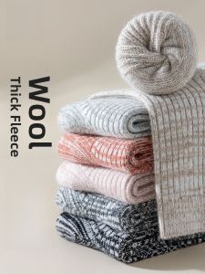 Miiow | Thickened Woolen Fleece Lined High Tube Socks For Women Warm Antibacterial Heat Retaining Long Tube Autumn Winter Ladies Socks