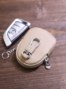 Mini Key Pouch 2025 New Head Layer Cowhide Zipper Waist Hanging Car Key Pouch Simple Business Style Leather Key Organizer