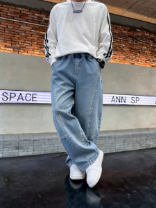 Childrens Loose Denim Boys Curved Knife Pants Korean Version Wide-leg Straight Sports Pants