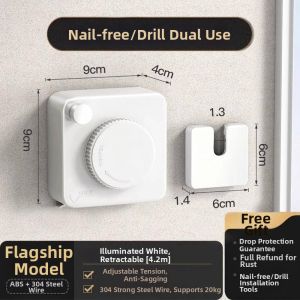 Invisible No-Drill Stretchable Clothes Drying Rope