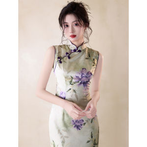 Chinese Style Young Floral Jacquard Elegant Cheongsam